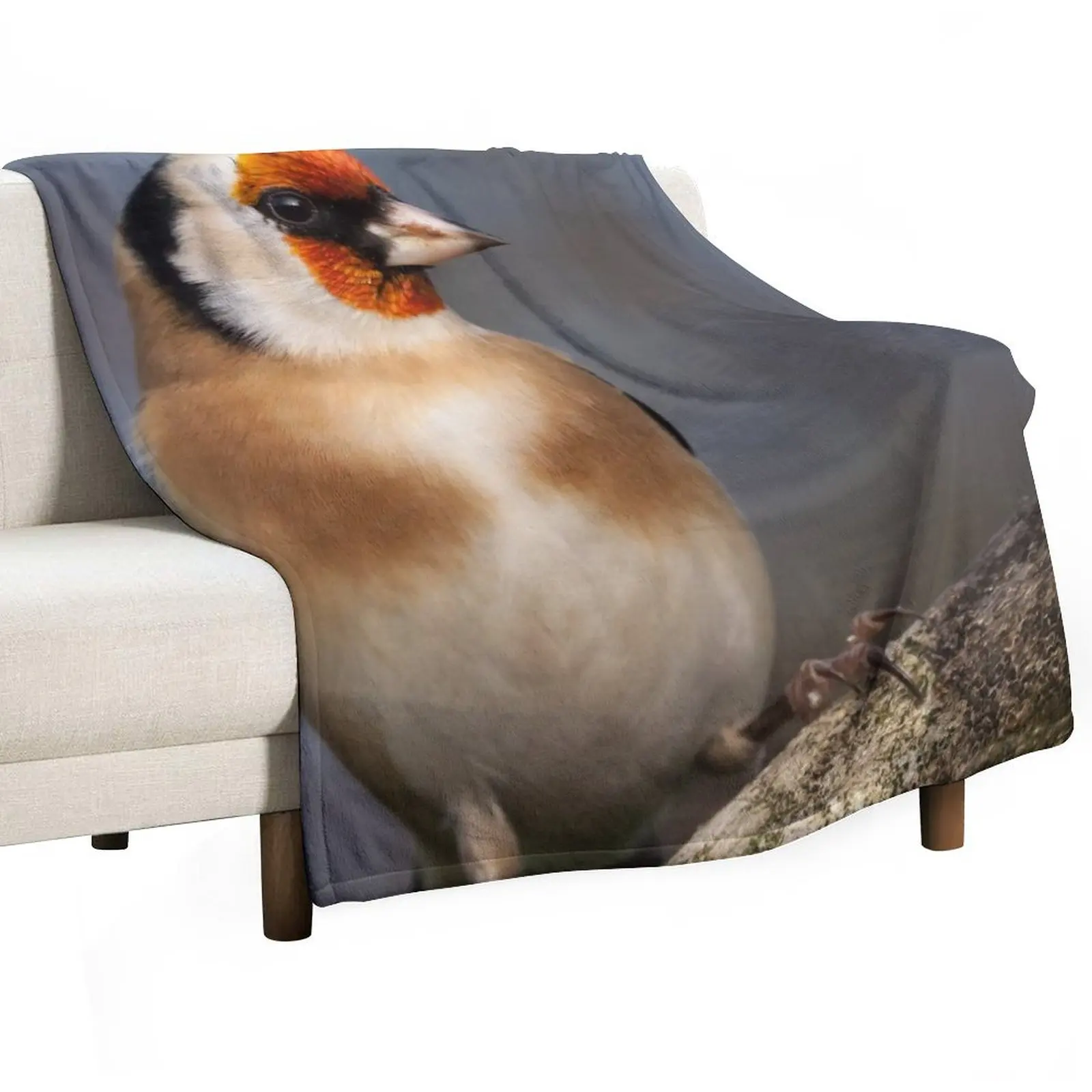 European goldfinch bird close up Throw Blanket Loose Weighted Vintage Blankets