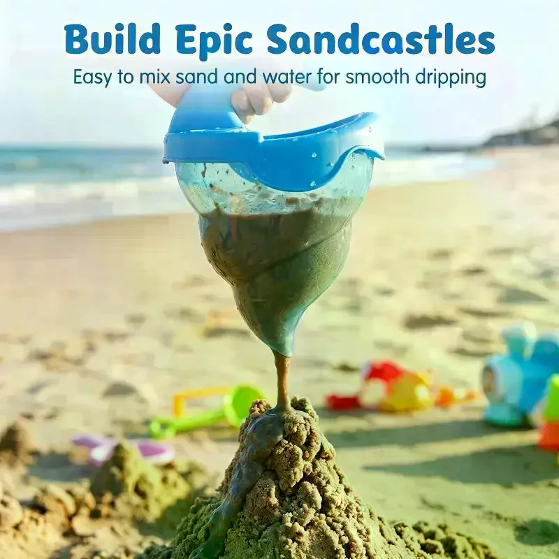 5Pcs Beach Children Wash Sand Overflow Funnel Outdoor Family Creative Beach Pile Sand Play Tool Rake Scoop Shovel