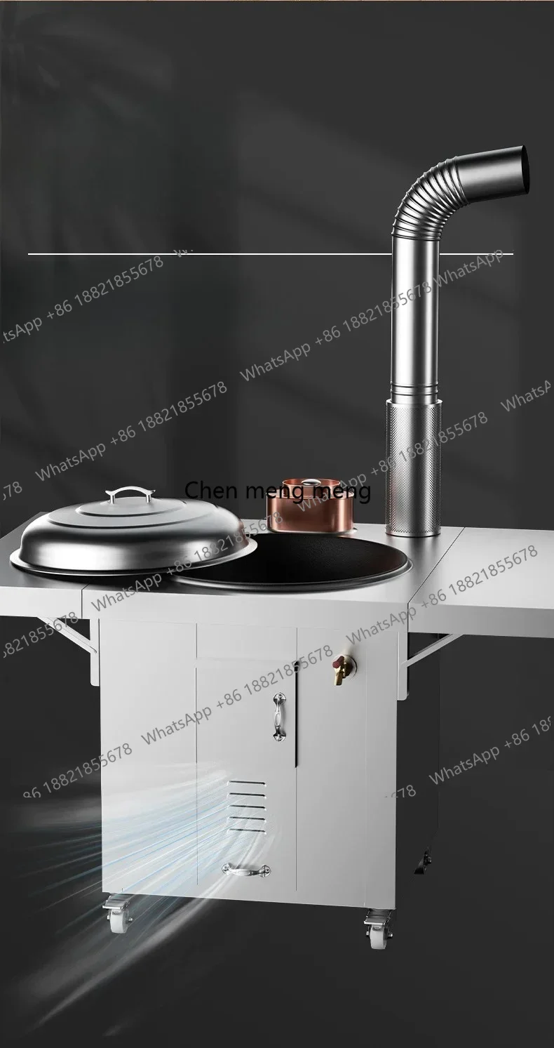 

Stainless steel firewood stove household mobile large iron pot soil stove double side panel outdoor indoor