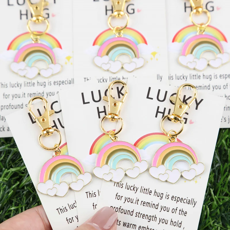 6Rainbow Cloud Keychain Set，Suitable for decorating bags、Pendant、Keychain pendant with a lucky hug、Greeting Card、Family Activiti