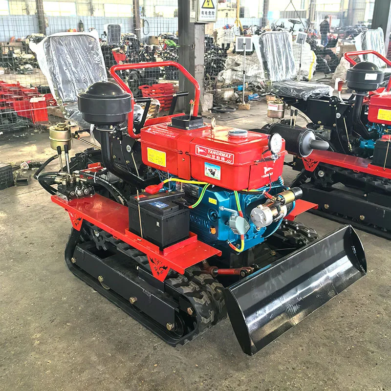 Small Crawler with Cultivator and Bulldozer for Paddy Field Rubber Tracks Rotary Tiller