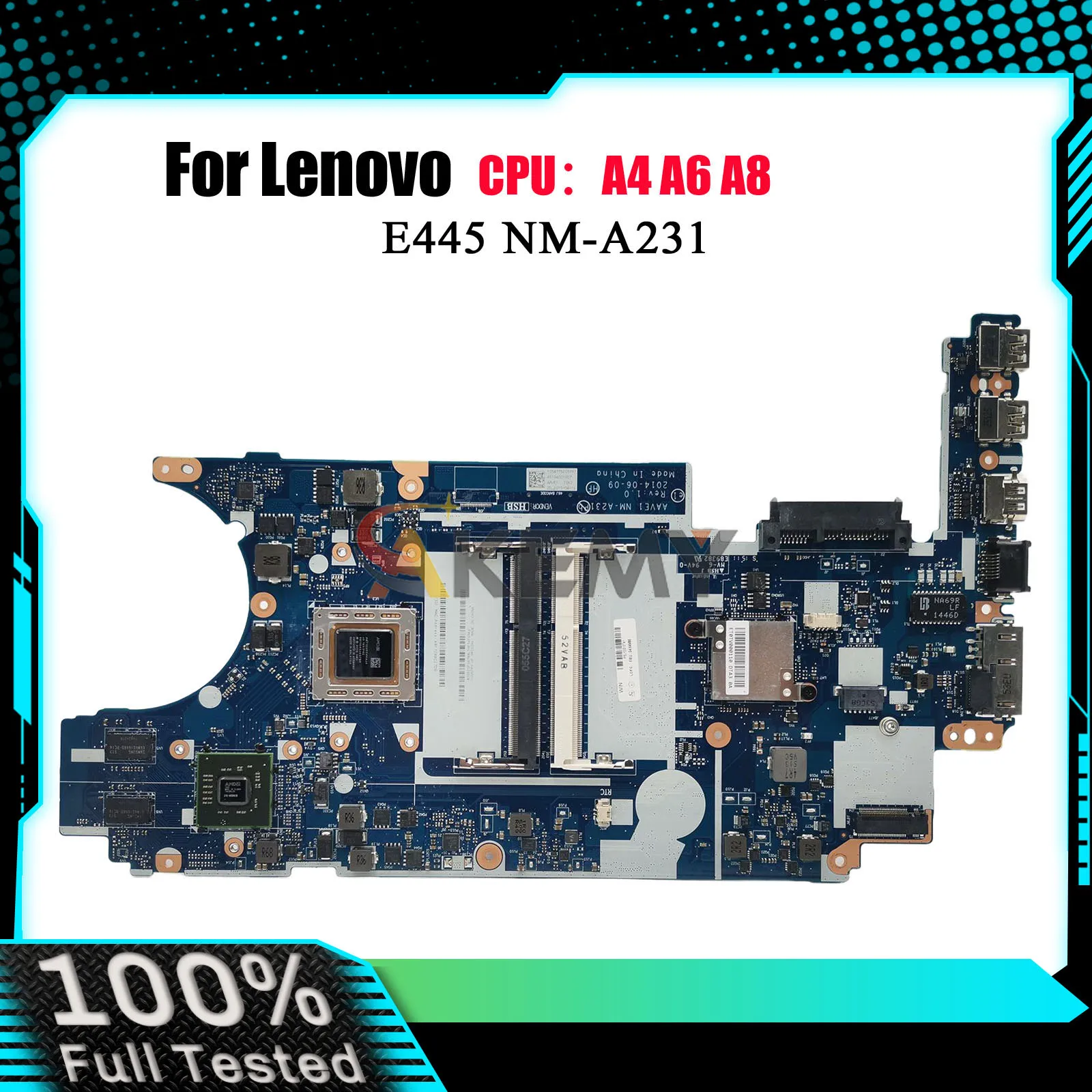 Scheda madre del computer portatile NM-A231 per Lenovo E455 con CPU A6 A8 A10 DDR3 completamente testata al 100%