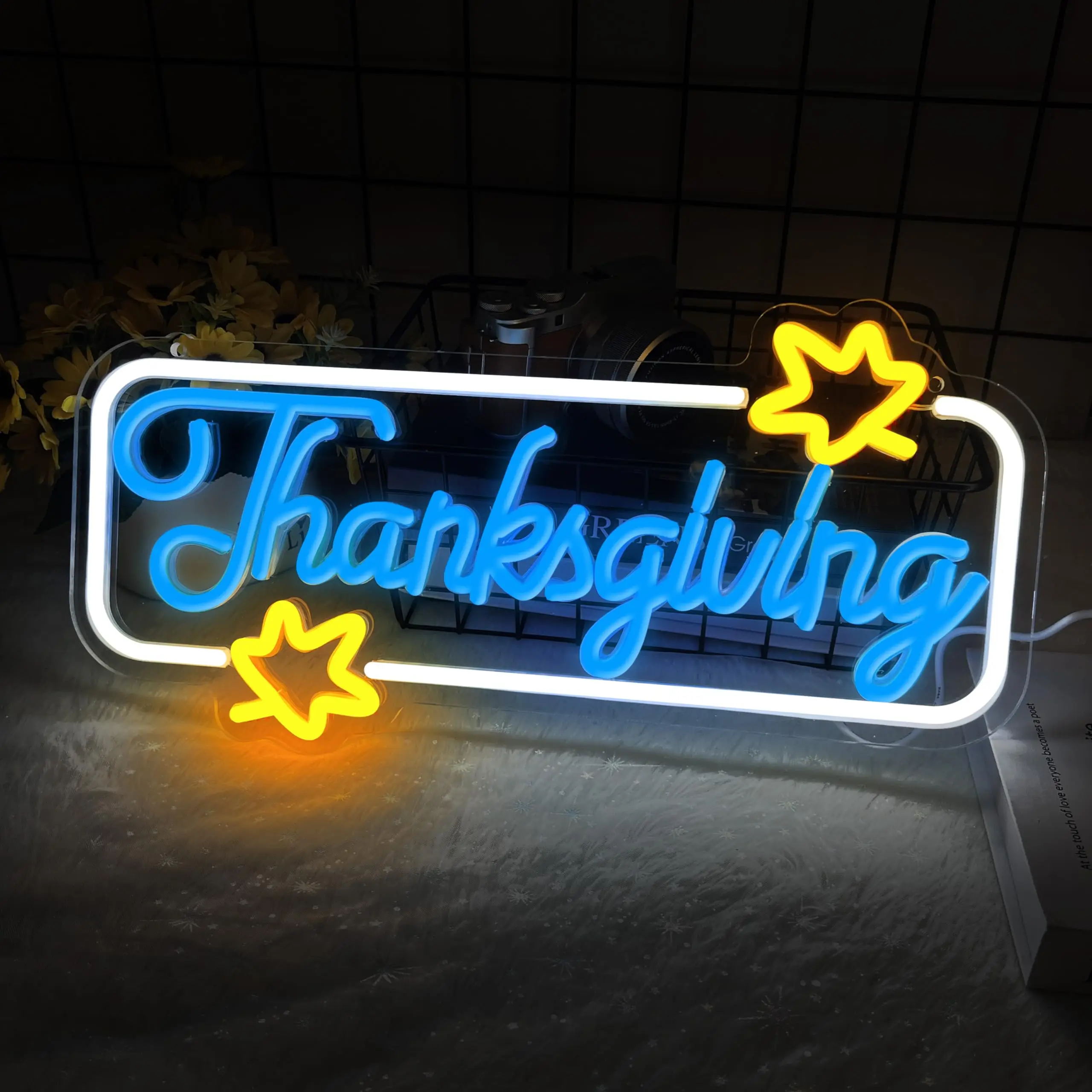 Thanksgiving LED Neon Sign for Wall Decor Happy Festival Celebration USB Dimmable Switch for Autumn Party Harvest Blessed