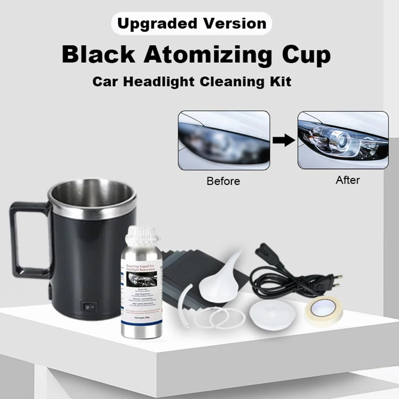 

2026 Black Atomized Cup Car Headlight Restoration Kit Headlight Cleaning & Polishing Solution For Scratches Oxidation Removal