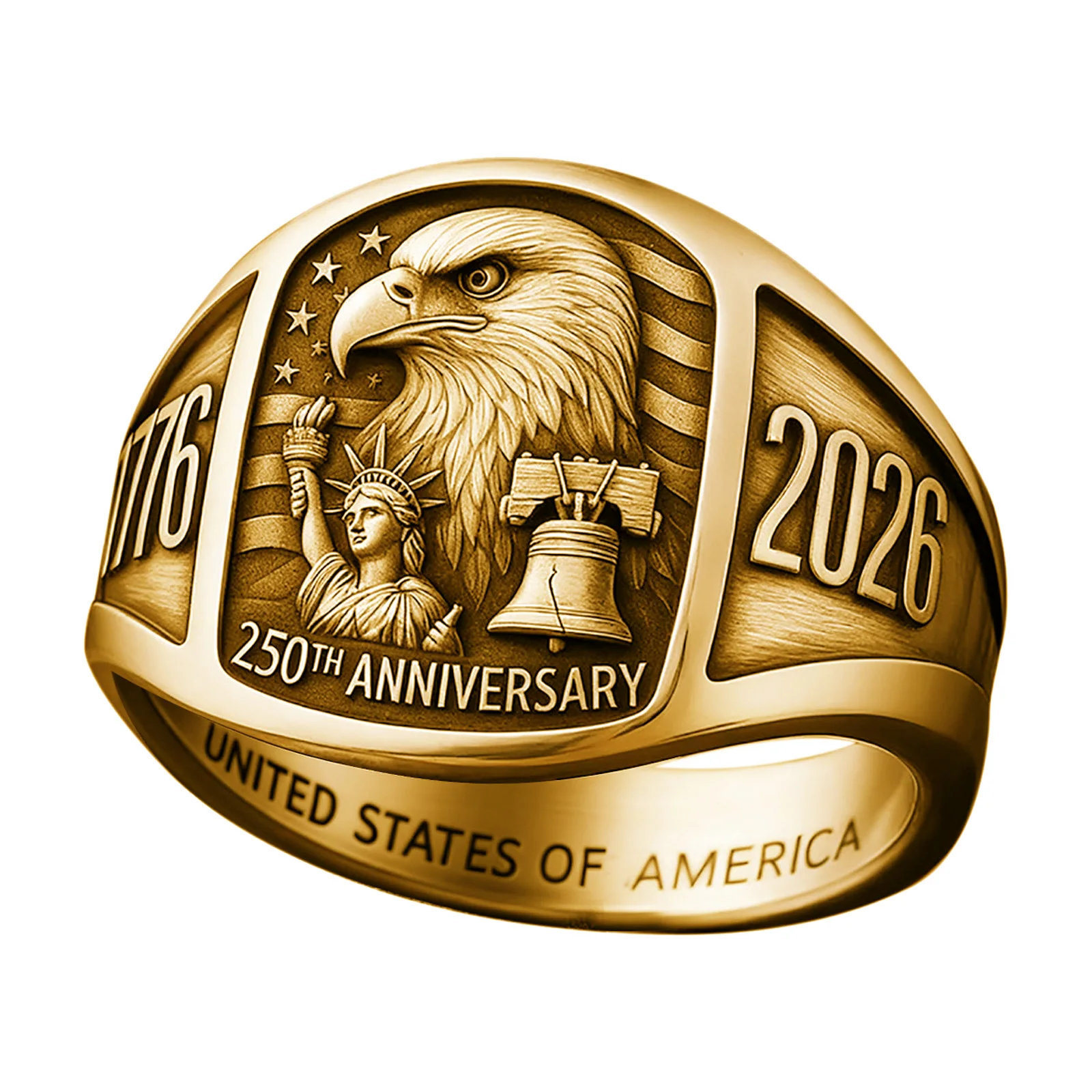 البنصر تلميح للنساء 2026 طبعة خاتم وطني 2026 الشرف الحرية الدائري ذكرى 250 سنة من الحرية حلقة مفتوحة مجموعة #4