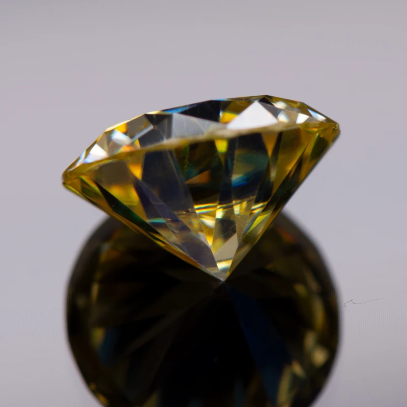 Moissanit-Stein, runder Schliff, zitronengelbe Farbe, synthetischer Edelstein für Schmuckherstellung, mit Gutachten – Detail 6