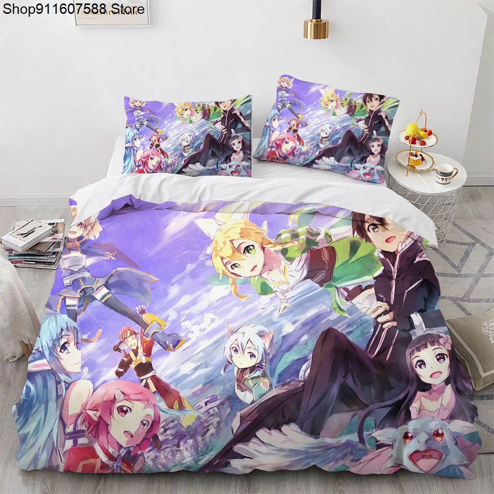 

Sword Art Online Bedding Set Anime Duvet Covers King Queen Double Twin Size Adults Kids Bed Linens Single Double Size Decor Home
