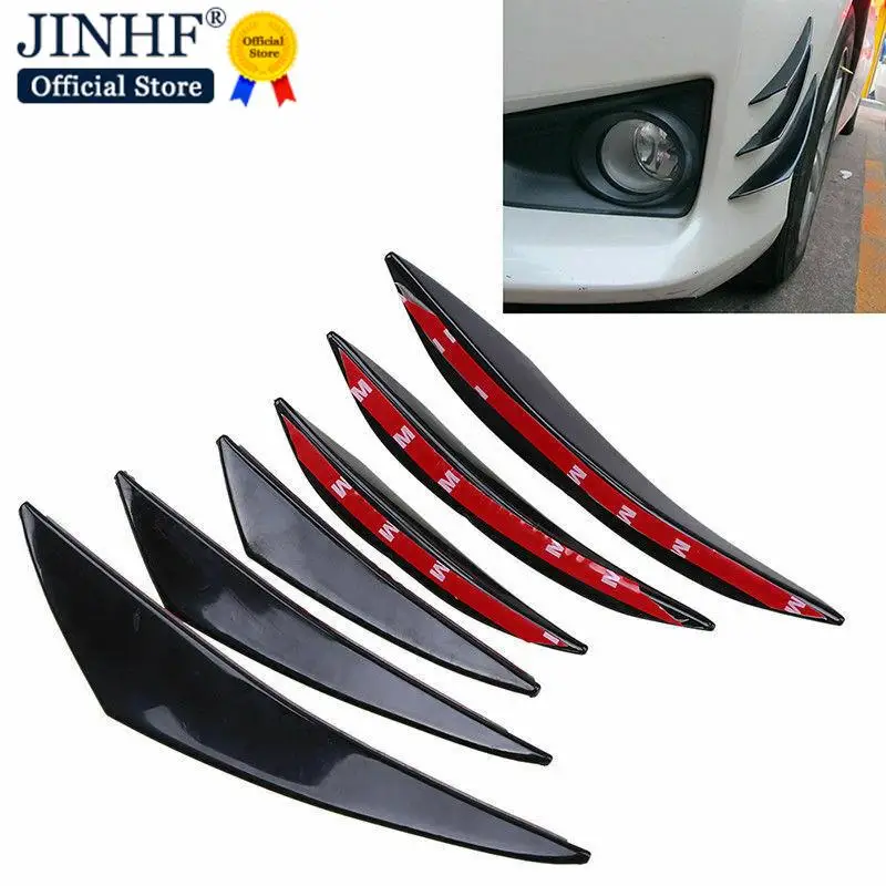 6pcs/set Fit Front Bumper Lip Diffuser Splitter Fins Body Spoiler Canards Valence Chin Car Tuning Canard