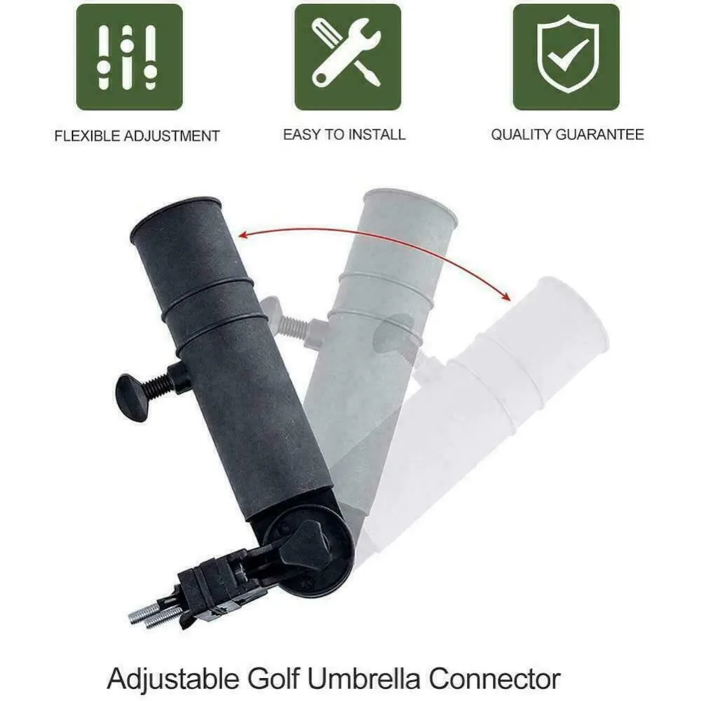 Durable Adjustable 180 Degrees Umbrella Holder Strong Trolley Cart Golf Cart Stand Movable Golf Club Golf Supplies
