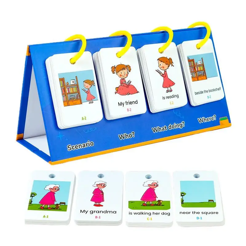 

Kindergarten Flash Cards 80X Interactive Sentence Building Toy English Enlightenment Flash Cards Set Early Educational Classroom
