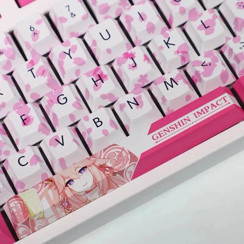 Aksesoris Anime Beauty Yae Miko Keycaps Game Genshin Impact Keycaps Dekorasi Keyboard Cherry High Cosplay Keycap