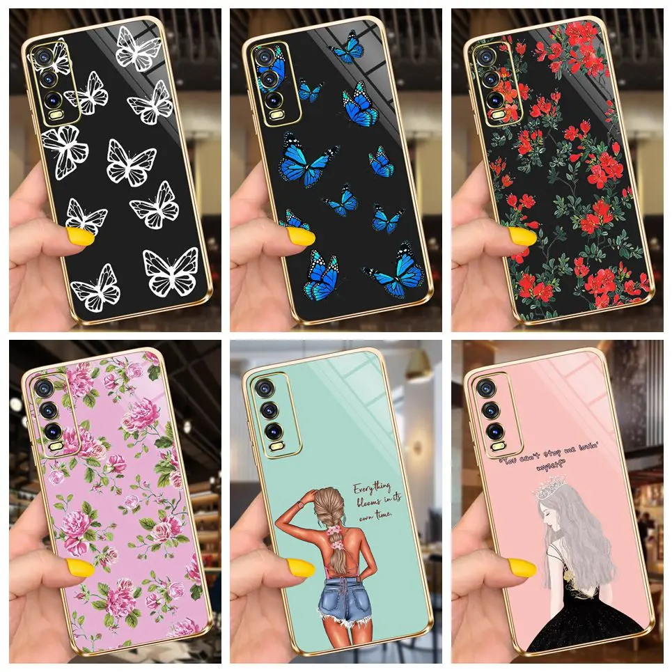 For Vivo V2027 Case Luxury Plating Silicone Soft Phone Cases for Vivo Y12s / VivoY11s Case Candy TPU Coque for Vivo Y 11S Capa