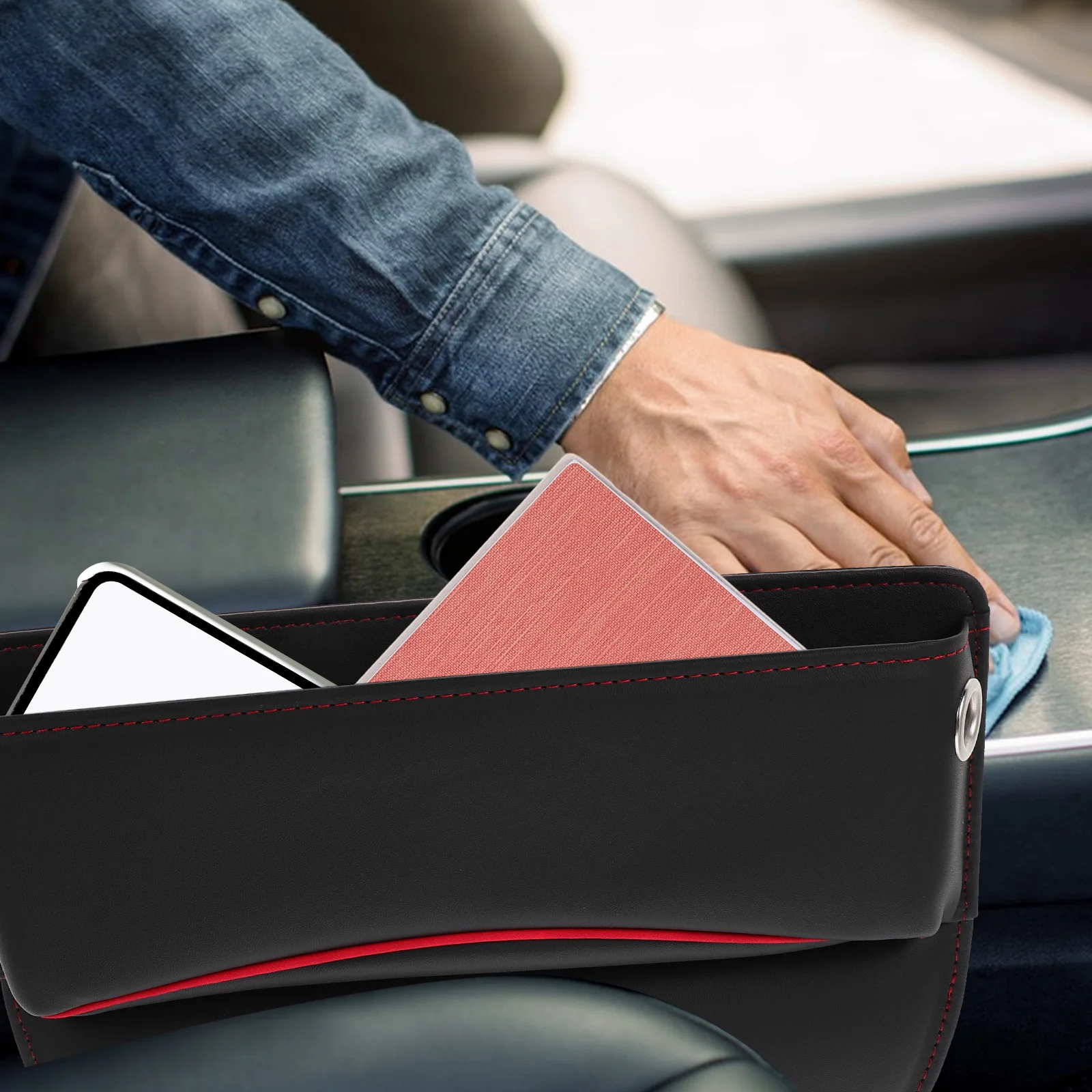 

Car Storage Box Auto Seat Gap Organizer Pockets between Seats Cup Holder Bag Console Side Accessories Multi