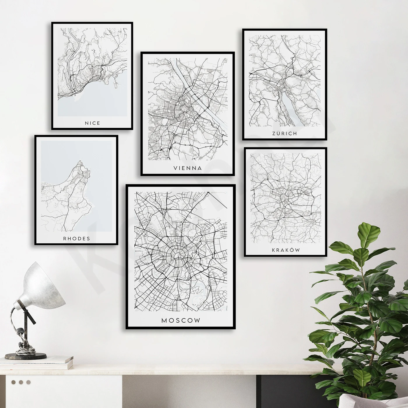 Hamburgo Moscú Viena Zurich Rhodes Cracovia Lisboa Copenhague Roma Munich Estocolmo. Póster del mapa de viajes en la ciudad