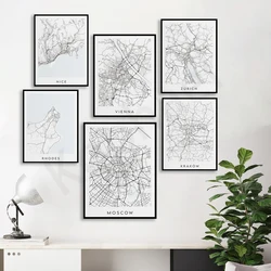 Hamburg Moscow Vienna Zurich Rhodes Krakow Lisbon Copenhagen Rome Munich Stockholm. City Travel Map Poster