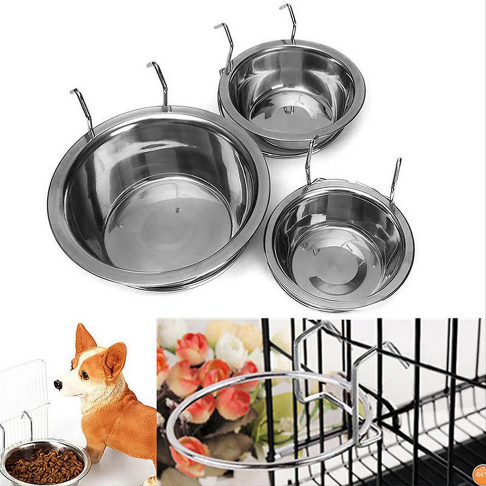 Stainless Steel Hanging Bird Food Water Bowl for Parrot Cockatiel Macaw Cage Coop Pet Dog Cat Rabbit Dishwasher Safe Rust