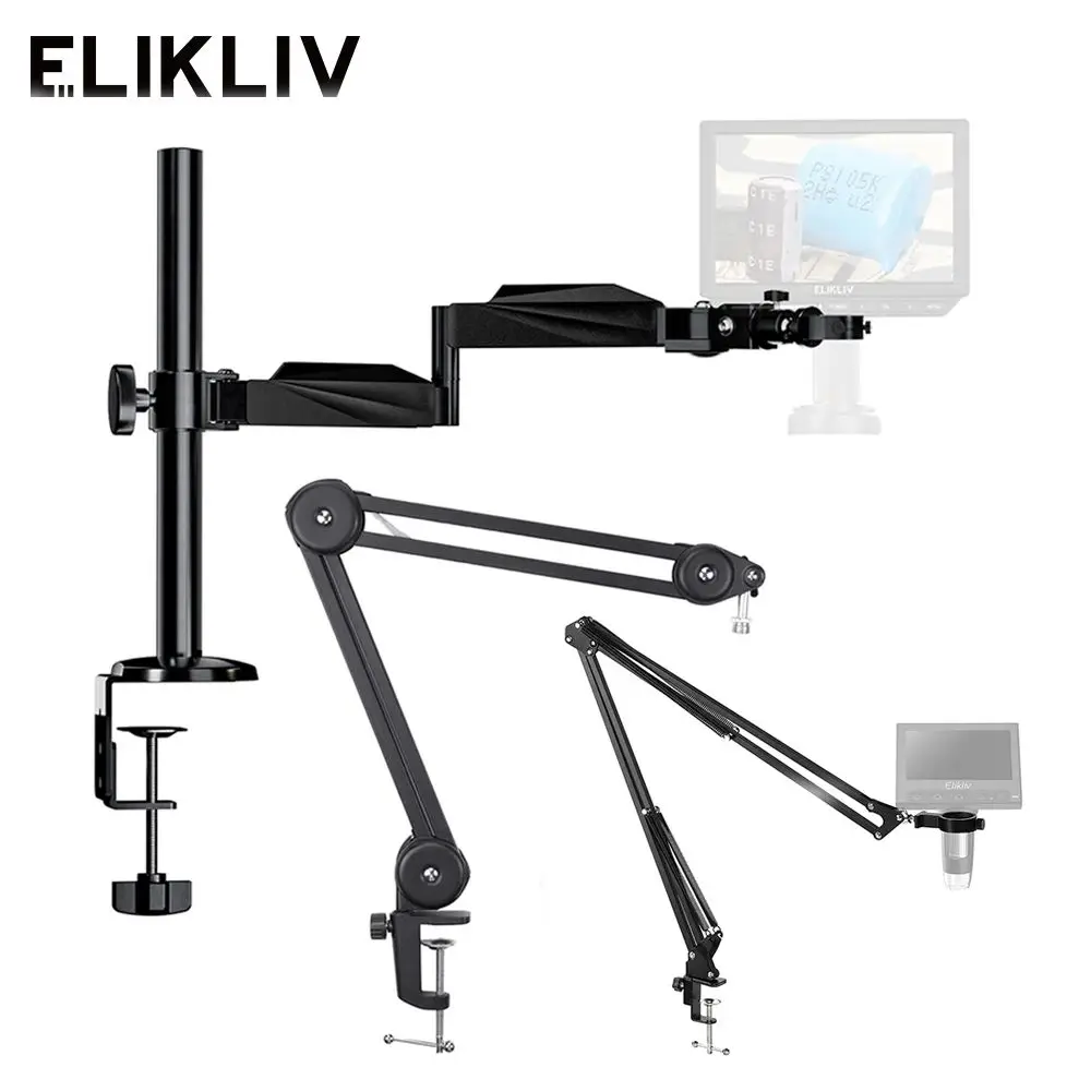 

Elikliv Flexible Arm Digital Microscope Stand with Ring Light Suspension Boom Scissor Arm Metal Bracket for EDM9 EDM4 EDM201