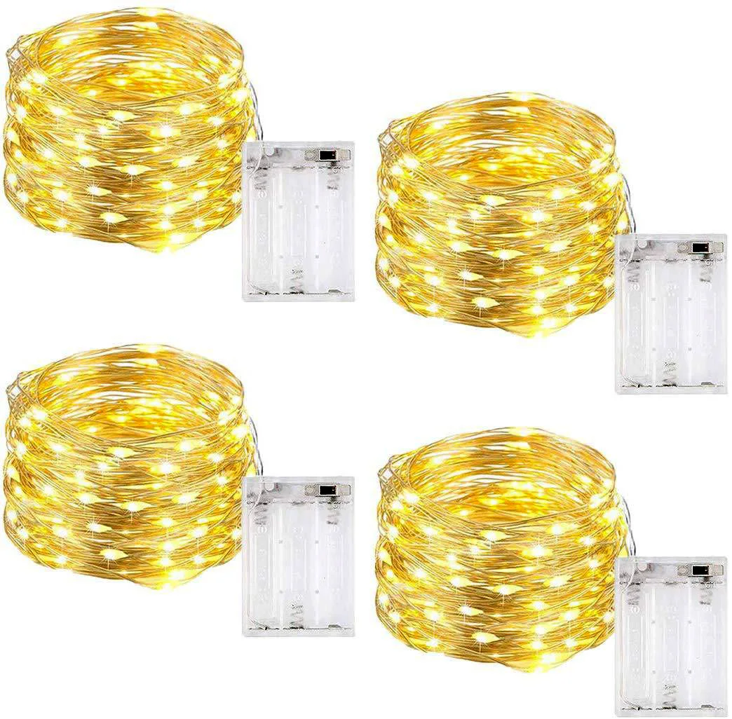 Fairy Lights AA Battery Powered 1M 10 2M 20 3M 30 5M 50 10M 100Leds Silver Led Copper Wire String Light Decorative Fairy Lights