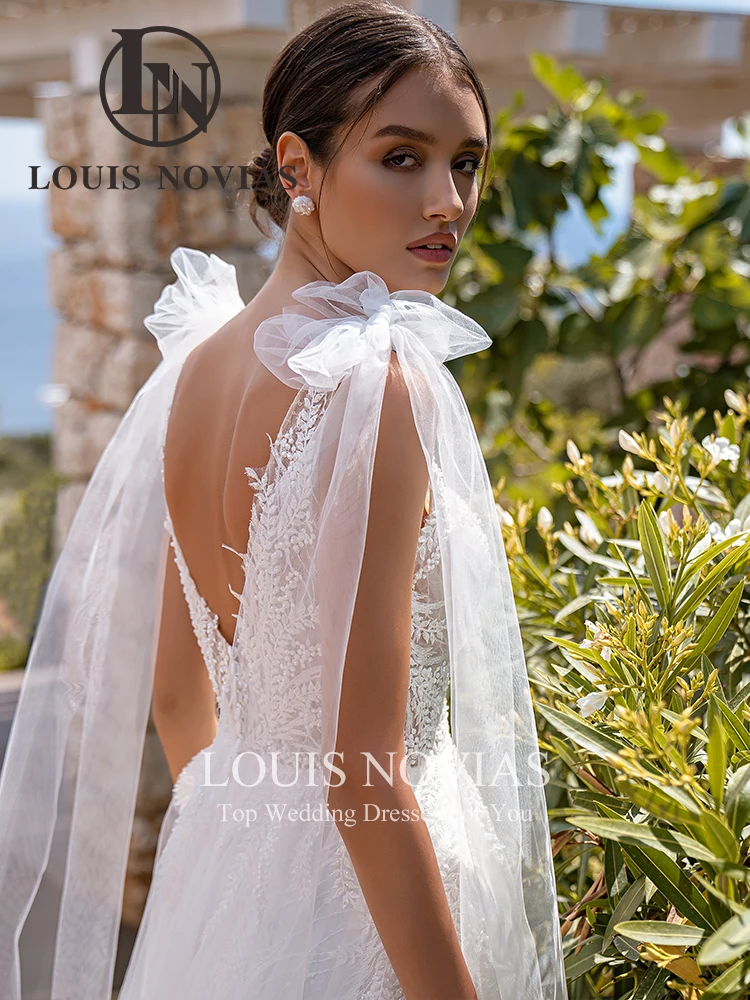 LOUIS NOVIAS BOHO abiti da sposa 2024 abiti da sposa ricamo Illusion scollo a v coscia divisa abito da sposa pizzo abiti De Novia