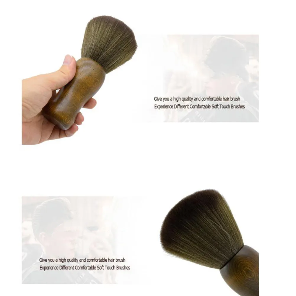 

1Pcs Soft Hair Touch Brush Wooden Handle Fiber Bristle Broken Hair Remover Salon Hairdressing Brush Barber Duster Professional