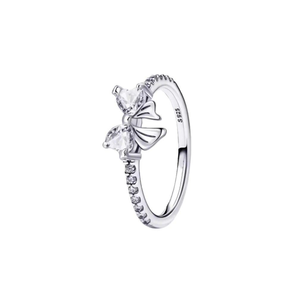 S925 Silver Bow Simple Love Pair Ring Cartoon Snowflake Ice Linghua Series Ring Fashion Trend Jewelry Ring
