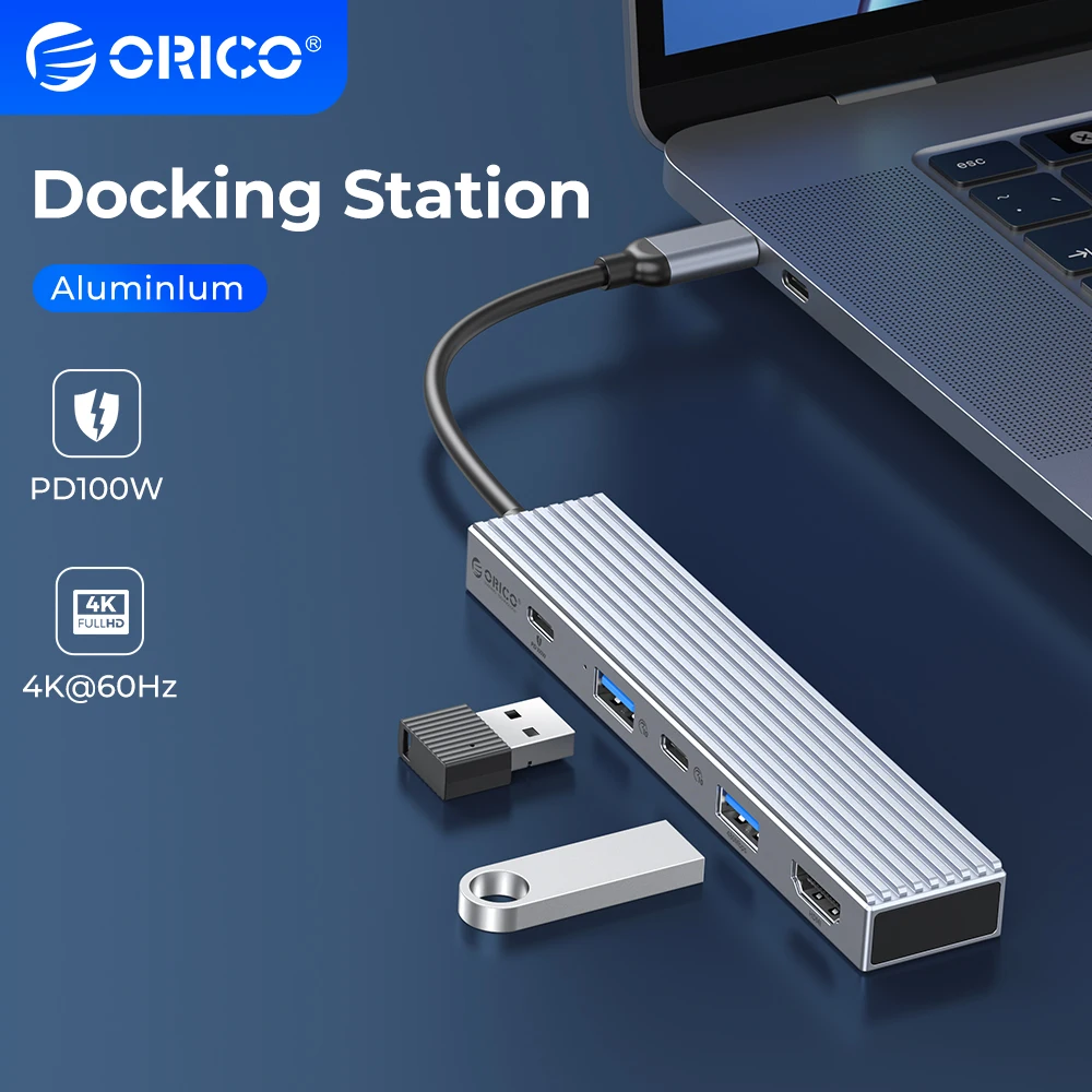 ORICO USB C Docking Station 4/5in1 Hub 10Gbps USB3.2 Gen2 4K 60Hz HDMI PD 100W Type-C Adapter For MacBook Windows Linux Laptop