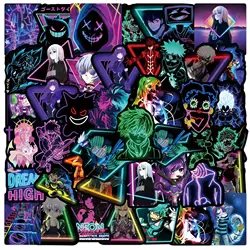 50 Stuks Neon Licht Anime Stickers Mix Cartoon Diy Stickers Scrapbooking Telefoon Bagage Skateboard Decoratieve Waterdichte Stickers