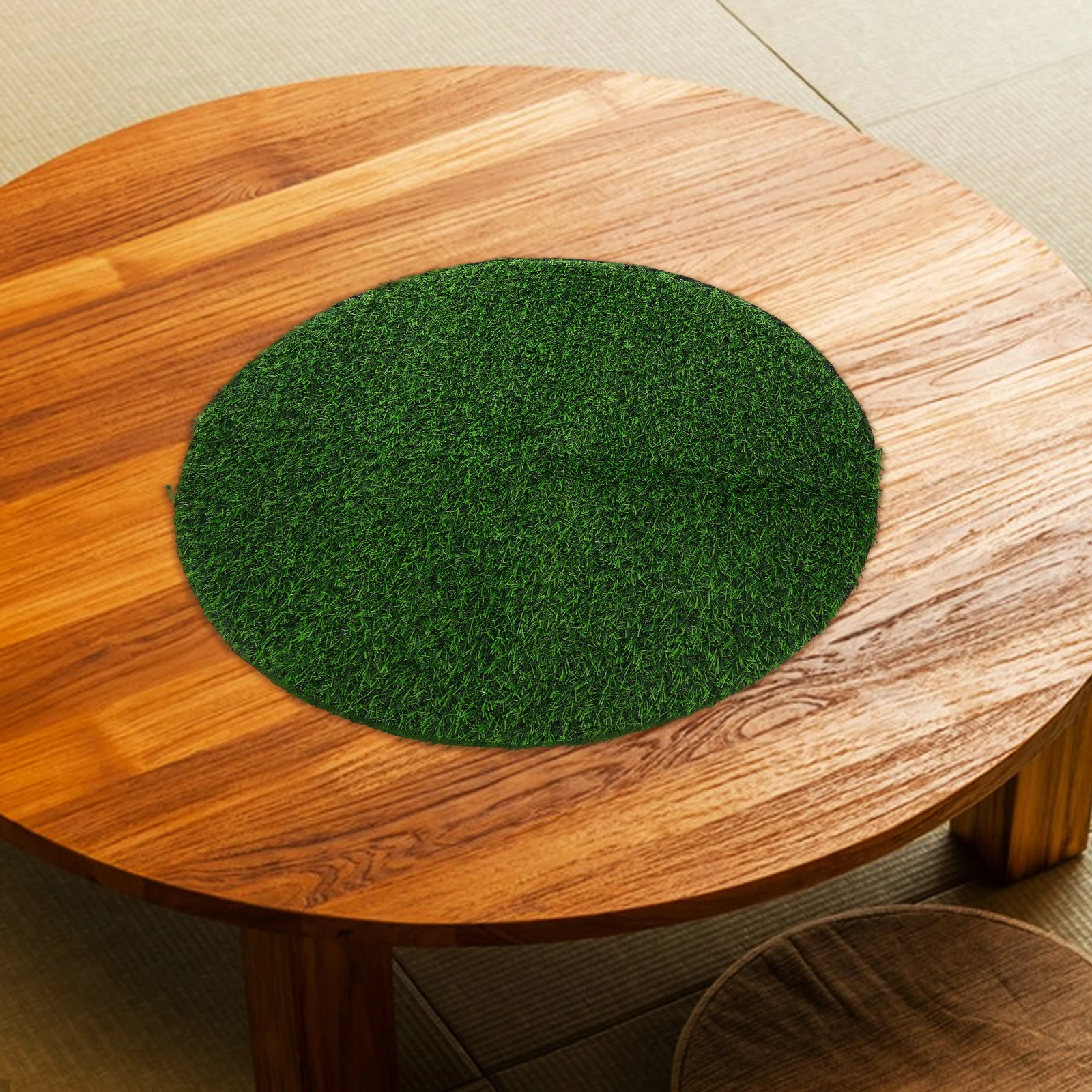 

50CM Round Artificial Grass Table Mat PVC Simulated Decorative Runner for Wedding Party Banquet Outdoor Indoor Dining Buffet