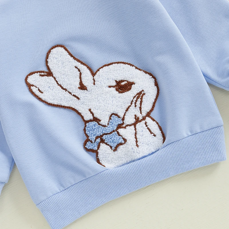 Adorable Easter Bunny  with Floral Embroidery and Ruffle Sleeves for Infant Girls - Spring Holiday Outfit