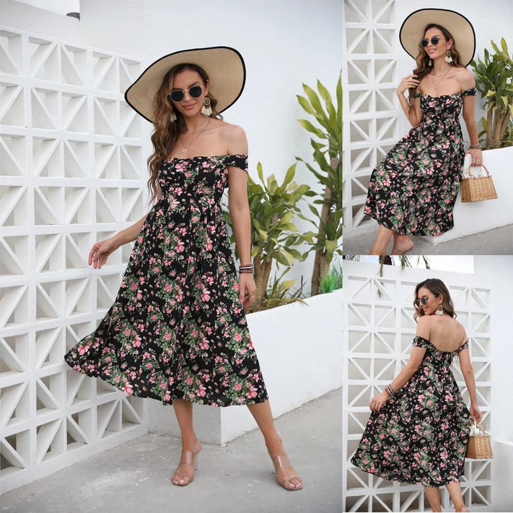 Spring Summer Floral Printed Bodycon Midi Dress for Women Long Sleeve Casual Dresses Blouse Tops Matching Sets Evening Dresses