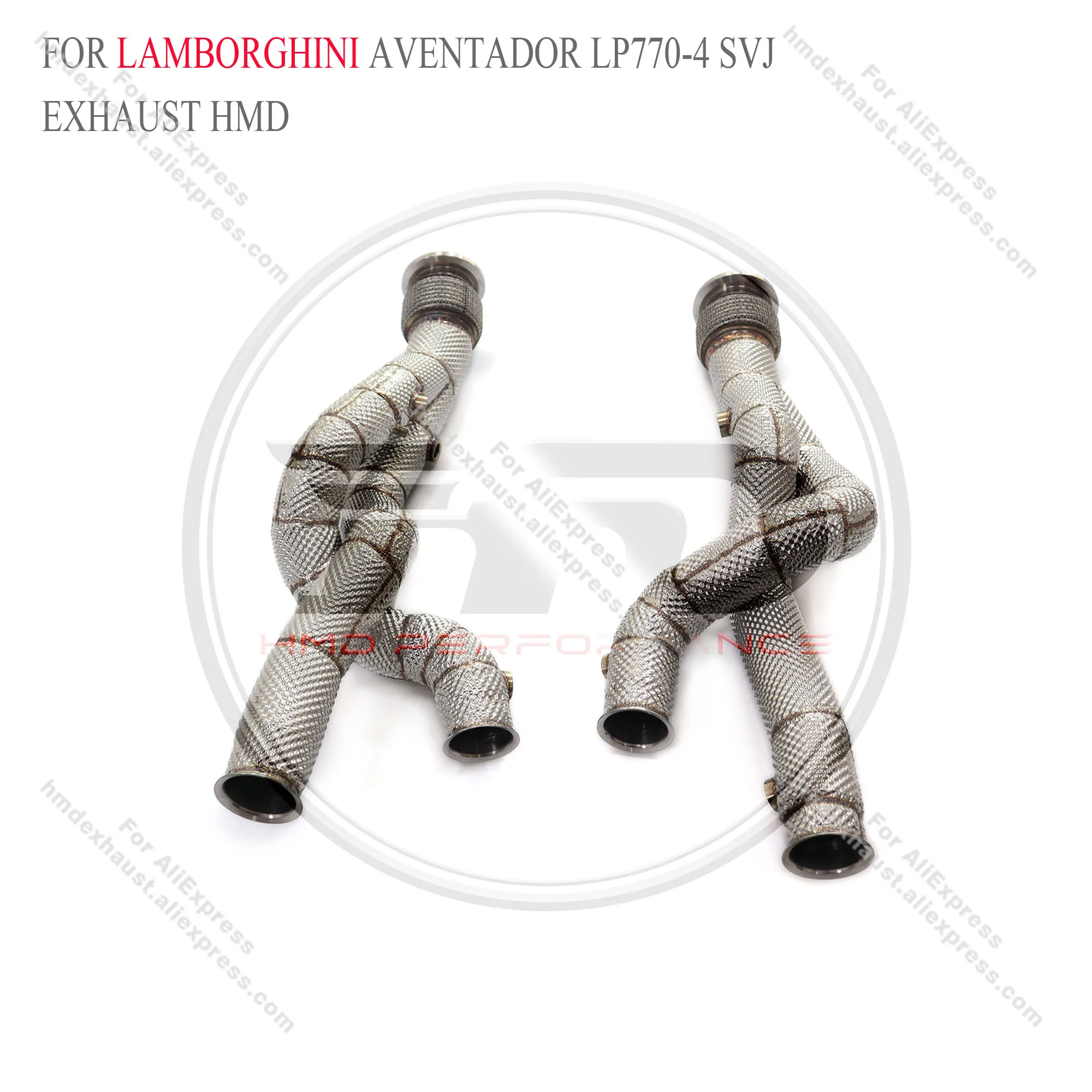 HMD Car Accessories Exhaust System High Flow Performance Downpipe for Lamborghini Aventador LP770-4 SVJ  6.5L With Heat shield