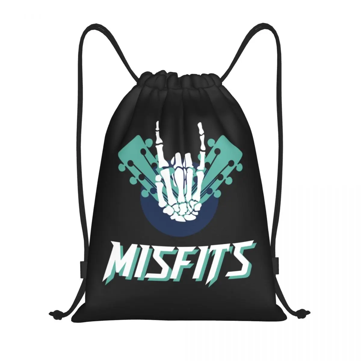 Custom Rock Band Misfits Skull Drawstring Backpack Bags Men Women Lightweight Heavy Metal Gym Sports Sackpack Sacks for Training