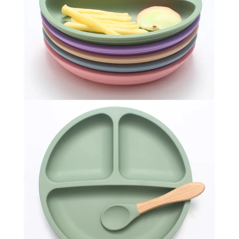 

Silicone Suction Plate for Toddlers - Non-Slip Divided Baby Plate with Smiley Face, Easy Clean Feeding Dish