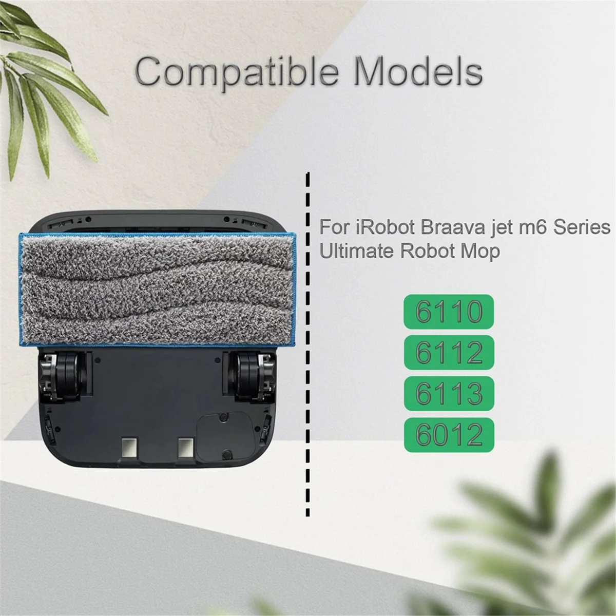 6 Pack Detachable Mop Pads for iRobot Braava Jet M6 Series Robot, Upgrade Reusable M6 Mop Pad Replacement Accessories