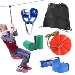 Zipline Pulley Kit For Adults Kids Slider Line Kit With Adjustable Swing Seat Backyards Adventurous Obstacle Course Jungle Gym