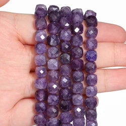 AAA Faceted Cube Amethyst Beads Natural Stone Purple Square Spacer Beads For Jewelry Making DIY Charms Bracelets Accessories 7mm