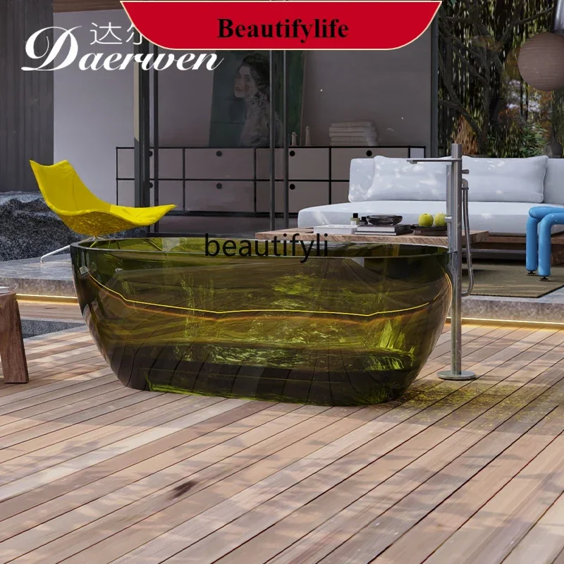 

FF5 Transparent resin color crystal bathtub oval freestanding one-piece double bathtub bubble pool