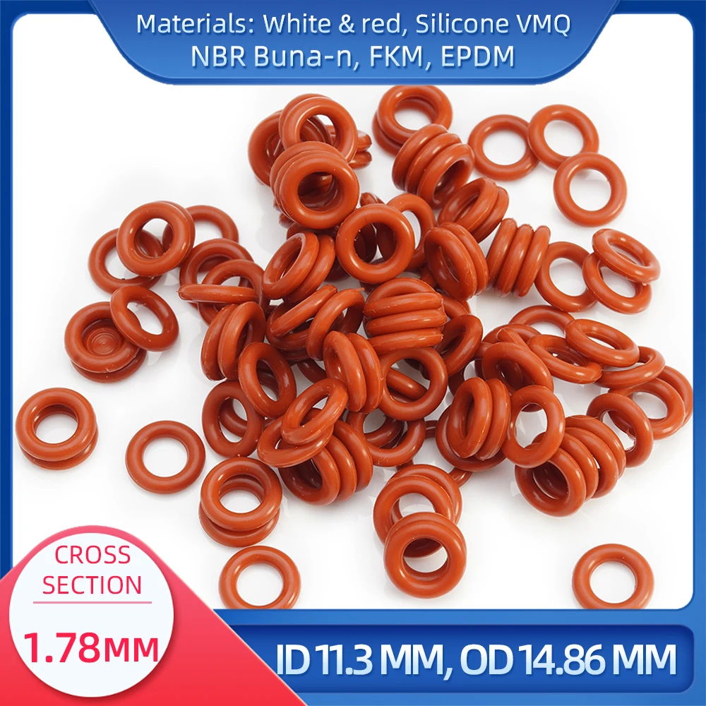 

O Ring CS 1.78mm ID 11.3 mm OD 14.86 mm Material With Silicone VMQ NBR FKM EPDM ORing Seal Gaske