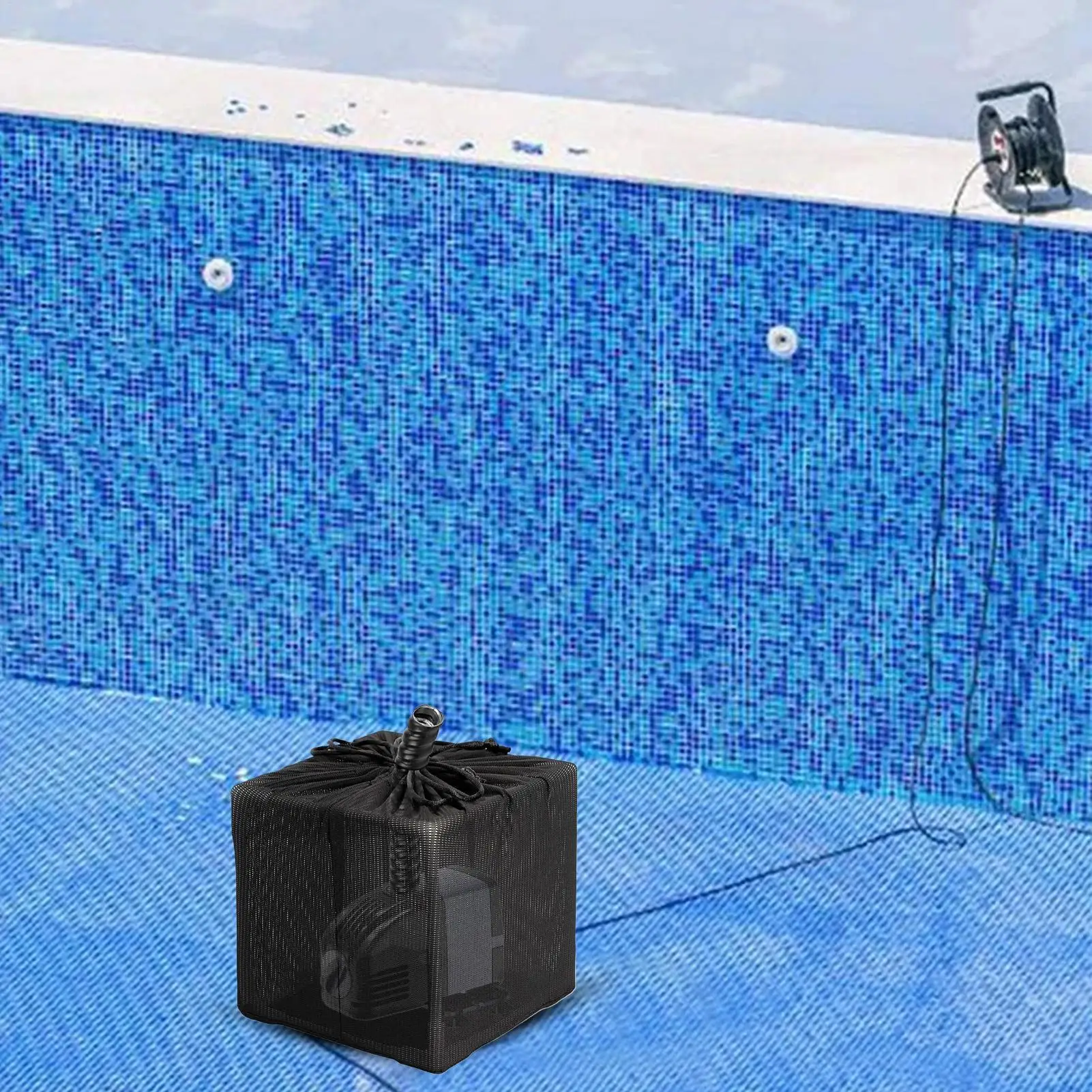 Pond Pump Filter Bag with Drawstring Reusable Anti-Clogging Cover for Garden Aquarium Fountain Outdoor Backyard