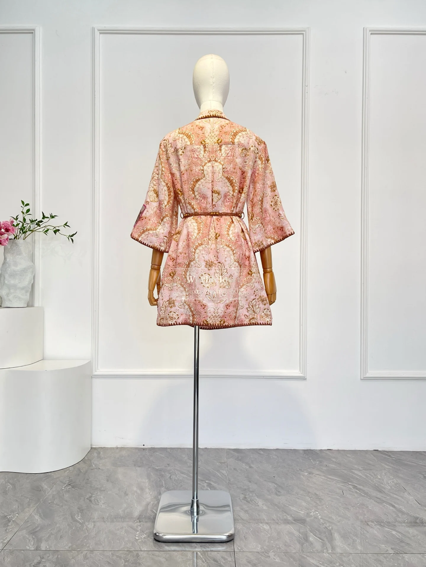 Beach Style 2026 New High Quality Floral Print Half Sleeve Straight Cut Bleted Women Mini Dress