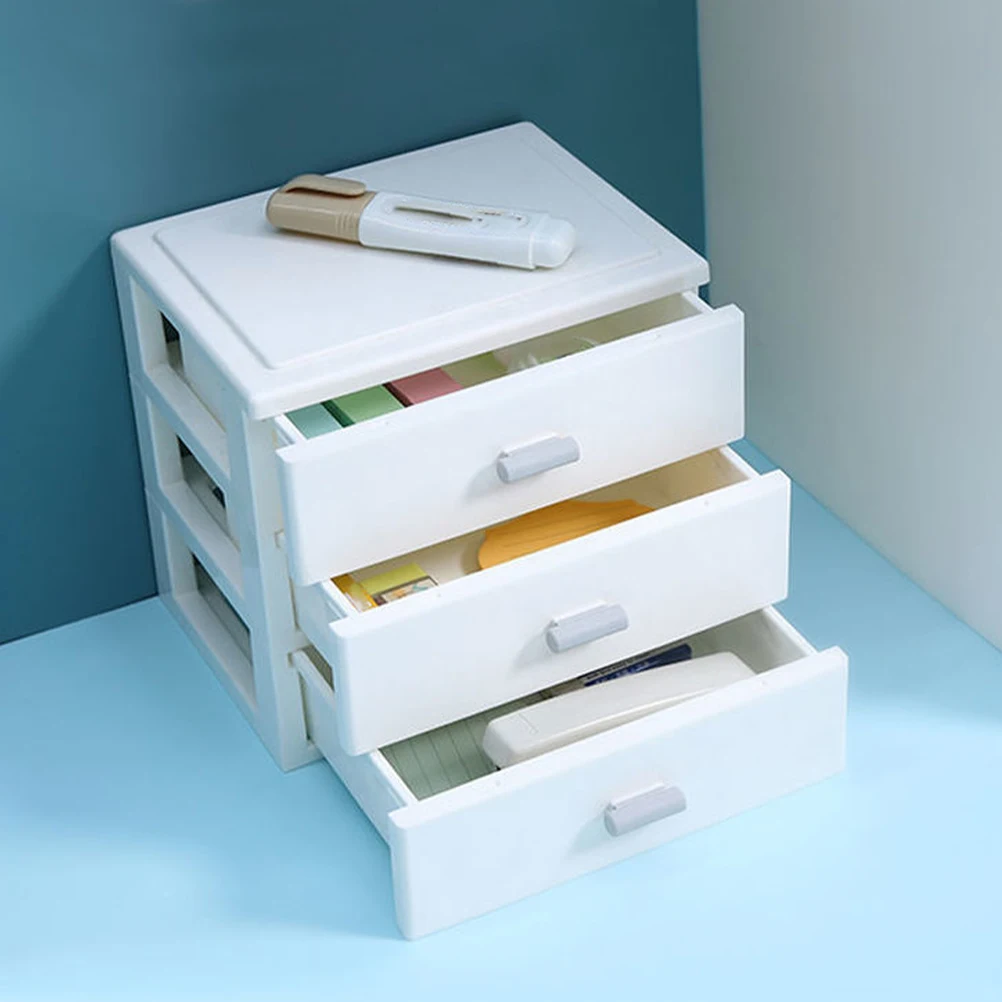 

Three Layer Desktop Items Holder Box Desk Organizer PP Material Drawer Design Home School Use Stationery Storage