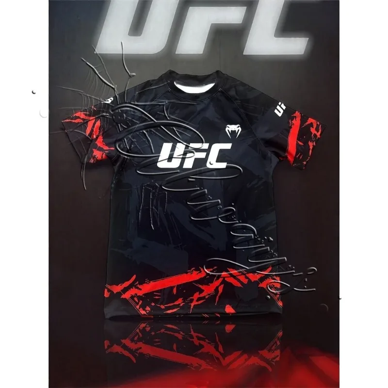 

Лето 2026, новая быстросохнущая рубашка UFC для боевых тренировок для мужчин и женщин, футболка для борьбы и фитнеса, топ, футболка-боксер для мероприятий