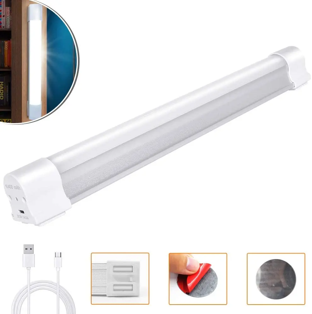 LETOUR-luz de trabajo de tubo LED de 12V, lámpara de alta potencia regulable, magnética, 6000 lúmenes, 5 luces, recargable, portátil, para acampar