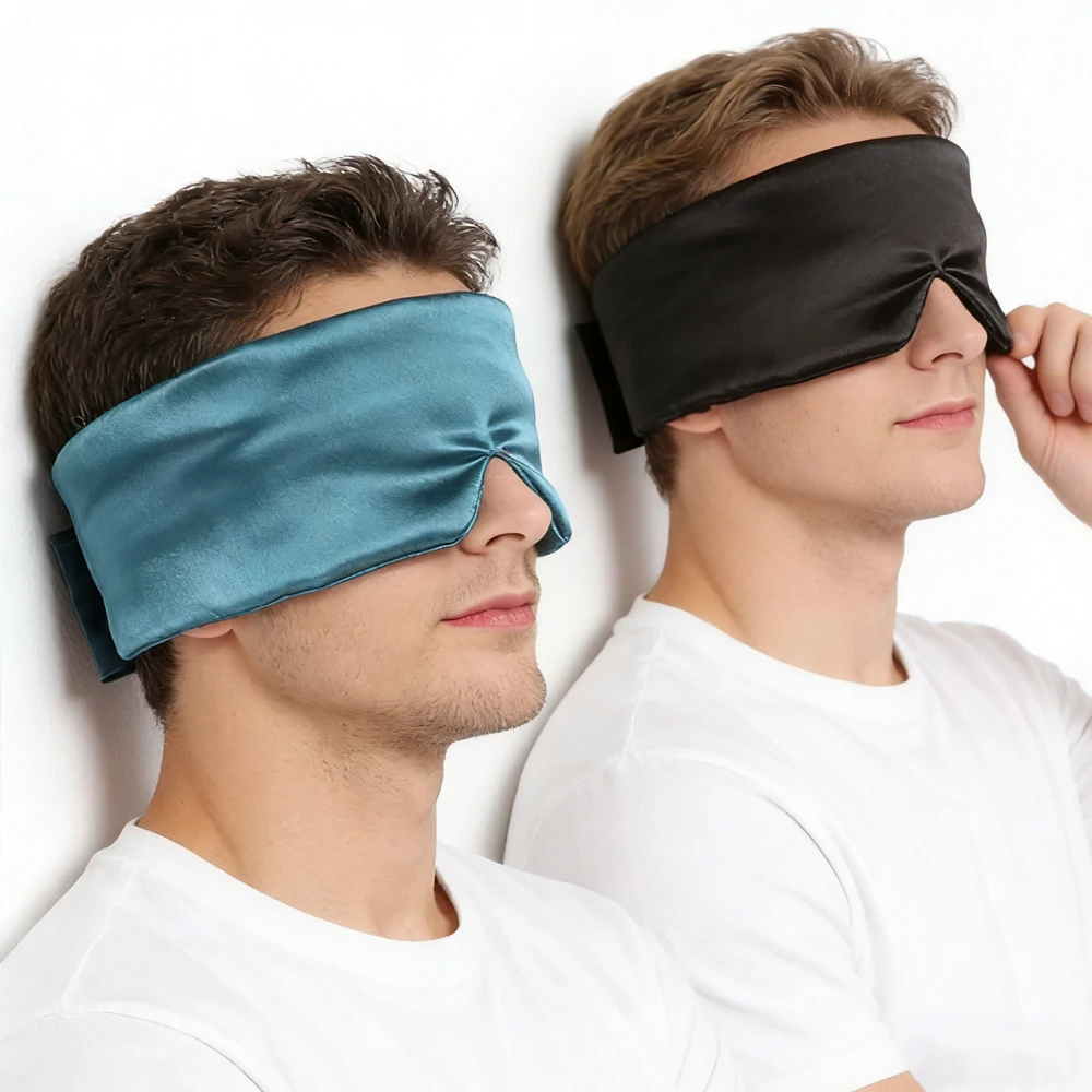 Satin Fabric Sleeping Eyepatch Block Out Light Travel Nap Soft Padded Eye Mask Night Breathable Blindfold Sleep Aid Eyeshade