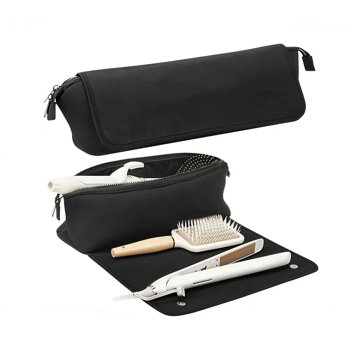 Travel Essential Storage Bag: Black Hair Care Tools Travel Bag, Curling Iron and Straightener Tools Storage Bag, 1 Piece