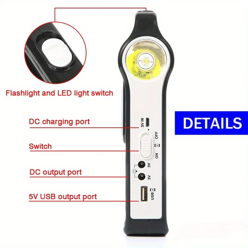 ポータブル充電式ソーラーパネル,エネルギー貯蔵および発電システム,LED照明付きUSB充電器,ソーラーシステムキット,6V, 1個