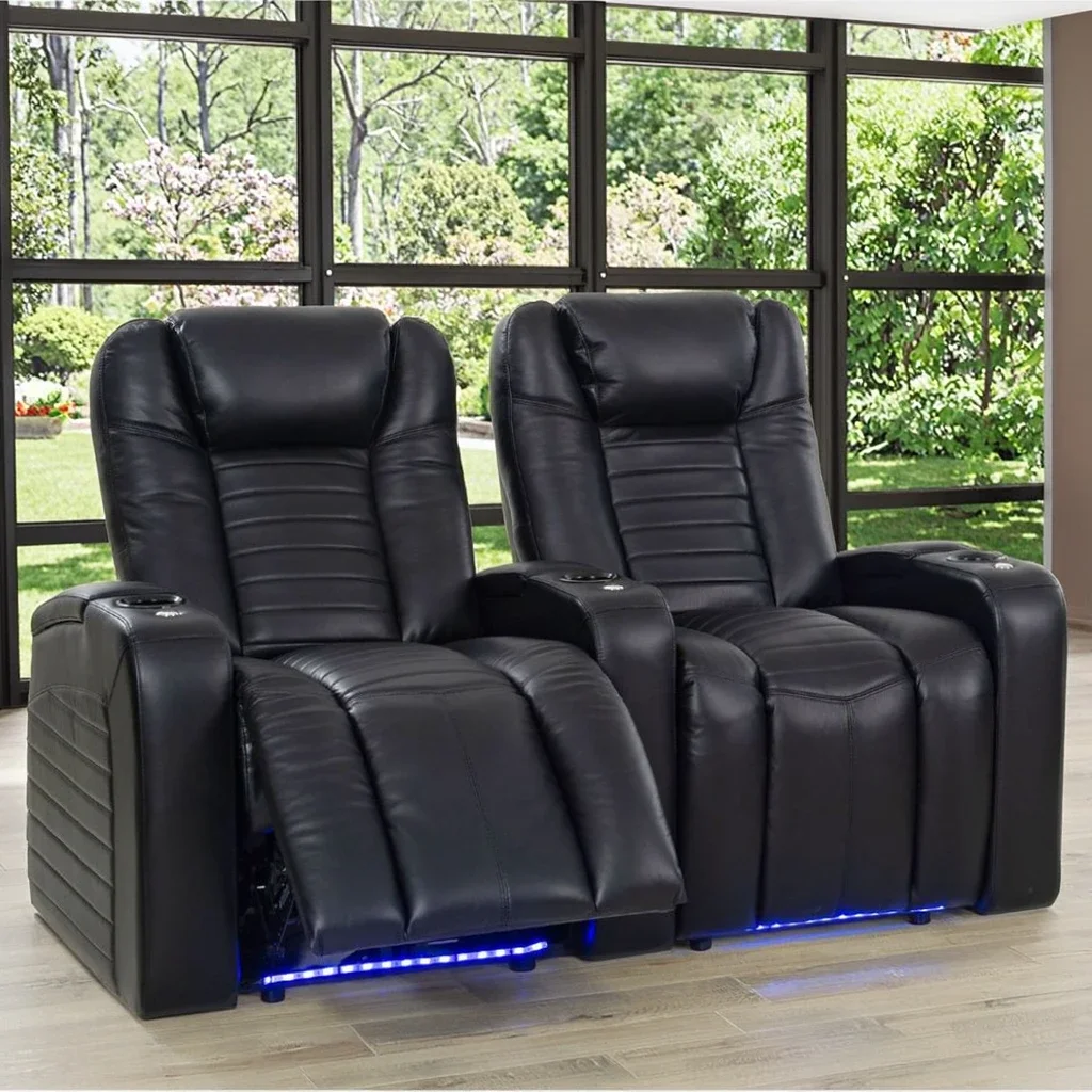 

Modern Simple Leather Recliner Sectional Sofa Family-Style for Living Room Beauty Salon Cinema or Family Entertainment
