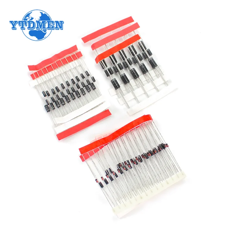 100PCS 8 Value Rectifier Diode Kit 1N4007 1N4148 1N5819 1N5399 1N5408 1N5822 FR107 FR207 Fast Switching Diodes