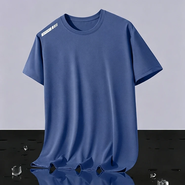 Neue Ice Silk Laufshirts für Herren, lockeres Kurzarm-Oberteil, Basketball-Gym-Sportbekleidung für Männer, Fitness-Workout, atmungsaktives Mesh-T-Shirt – Detail 28