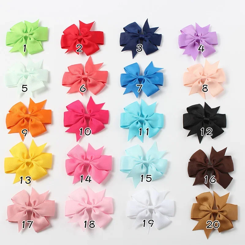 20pcs/lot Baby Girls Ribbon Bow Clips Hairpins Alligator Metal Hair Bows Clip Headwear Hairbows Hair Accessories